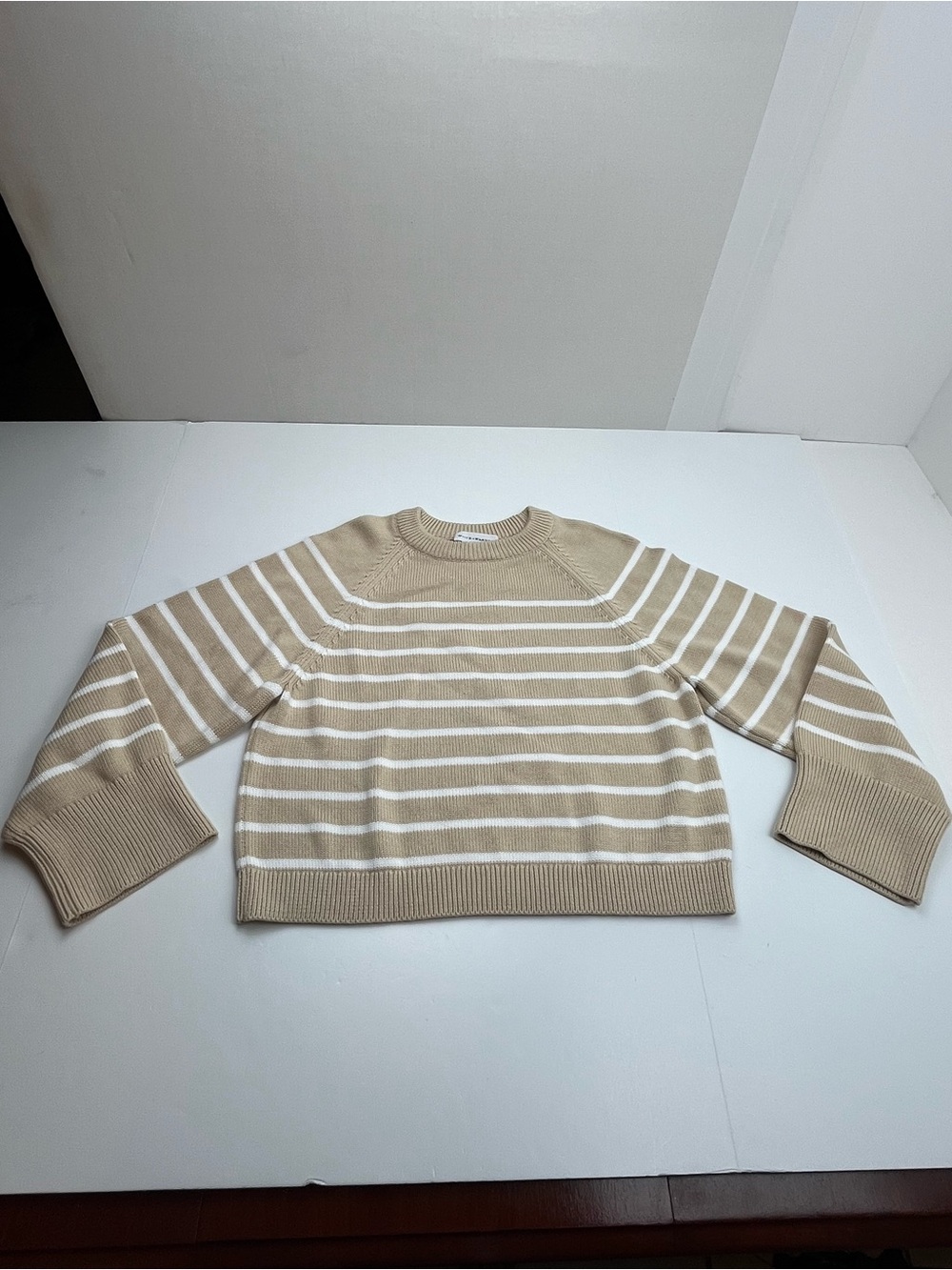 White + Warren Organic Cotton Striped Crewneck Sail Cloth Knit Sweater Womens XS